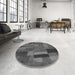 Round Patterned Gray Rug in a Office, pat28gry