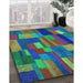 Patterned Medium Sea Green Rug in Family Room, pat28lblu