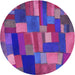 Square Patterned Dark Magenta Purple Rug, pat28pur