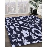 Patterned Night Blue Rug, pat280blu