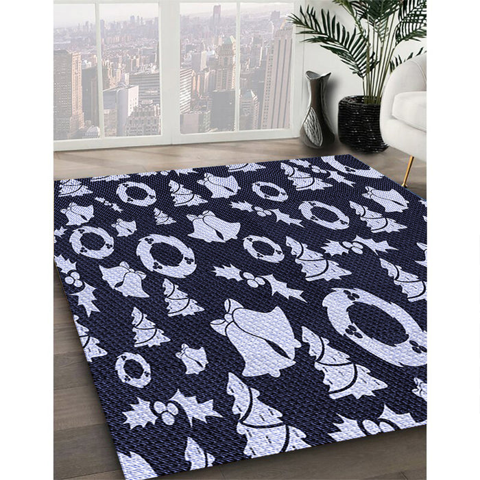 Patterned Night Blue Rug in Family Room, pat280blu