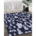 Patterned Night Blue Rug in Family Room, pat280blu