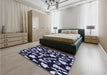 Patterned Night Blue Rug in a Bedroom, pat280blu