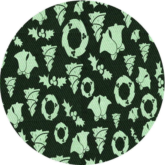 Square Patterned Black Rug, pat280grn