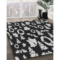 Patterned Black Rug, pat280gry