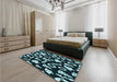 Patterned Deep Teal Green Rug in a Bedroom, pat280lblu