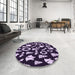 Round Patterned Deep Purple Rug in a Office, pat280pur