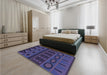 Patterned Slate Blue Rug in a Bedroom, pat2800blu