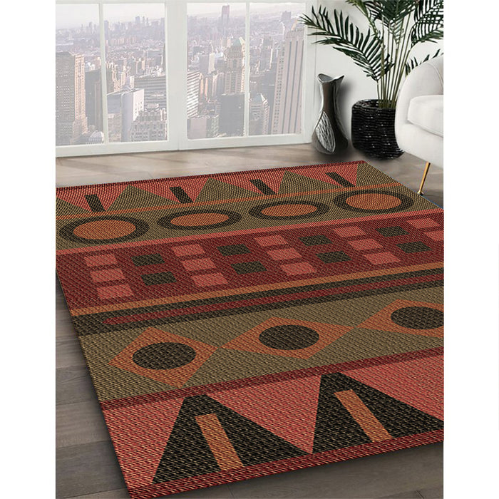 Machine Washable Transitional Saddle Brown Rug in a Family Room, wshpat2800brn