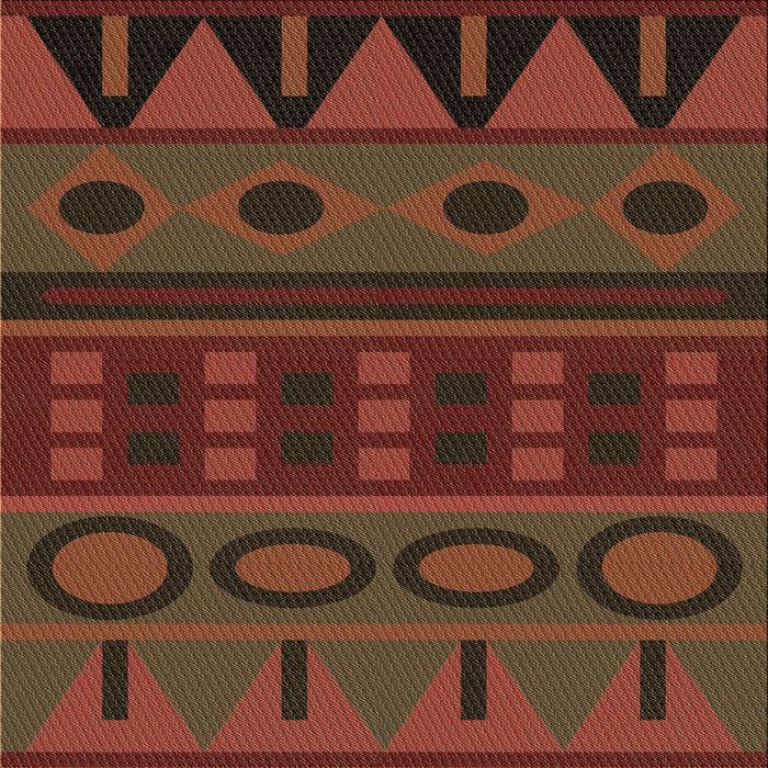 Round Patterned Saddle Brown Rug, pat2800brn