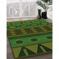 Patterned Dark Lime Green Rug, pat2800grn