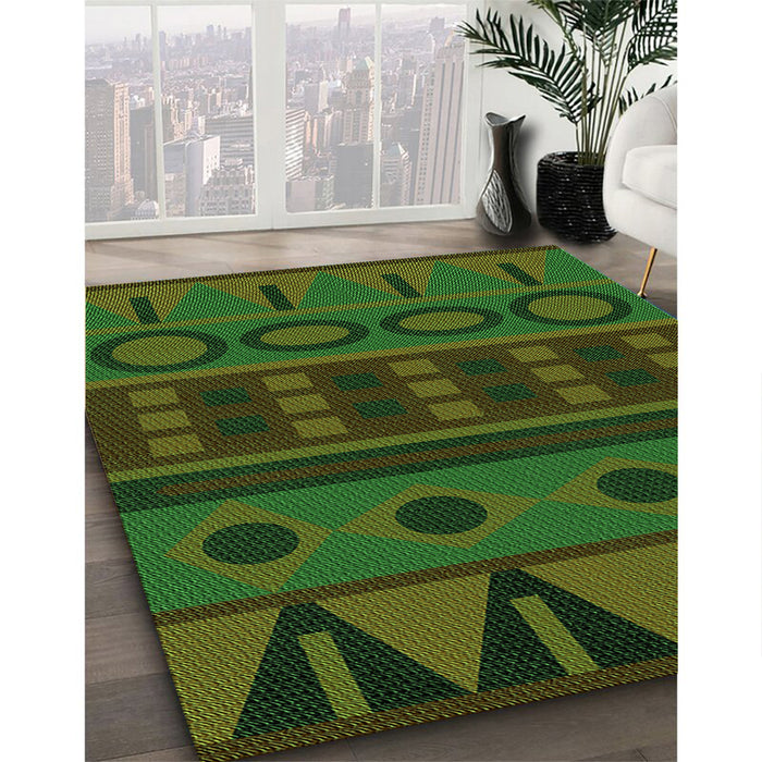 Patterned Dark Lime Green Rug in Family Room, pat2800grn