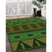 Patterned Dark Lime Green Rug in Family Room, pat2800grn