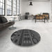 Round Patterned Gray Rug in a Office, pat2800gry