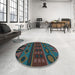 Round Patterned Green Rug in a Office, pat2800lblu