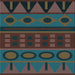 Round Patterned Green Rug, pat2800lblu