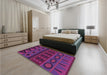 Patterned Magenta Pink Rug in a Bedroom, pat2800pur