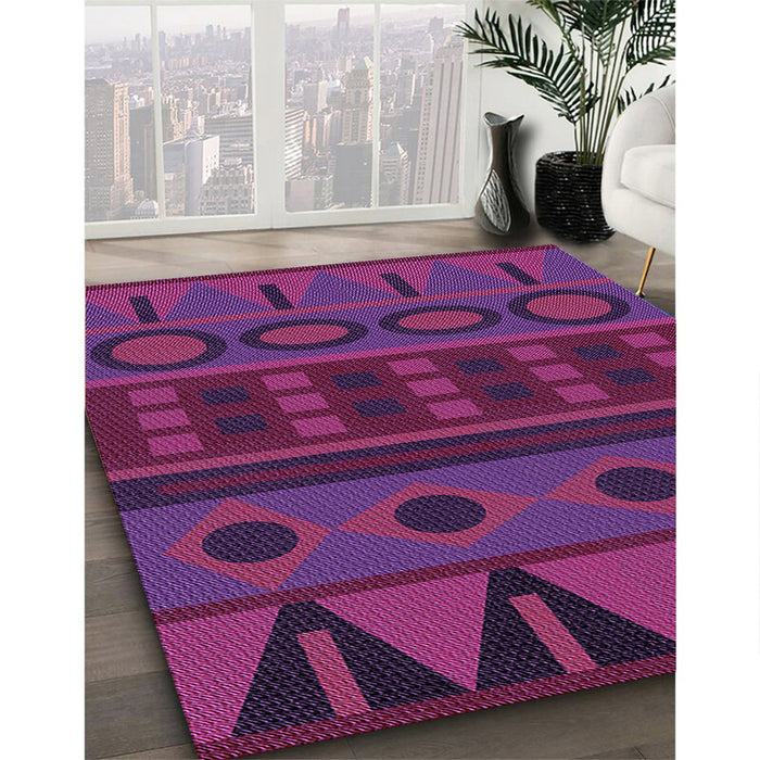 Patterned Magenta Pink Rug in Family Room, pat2800pur