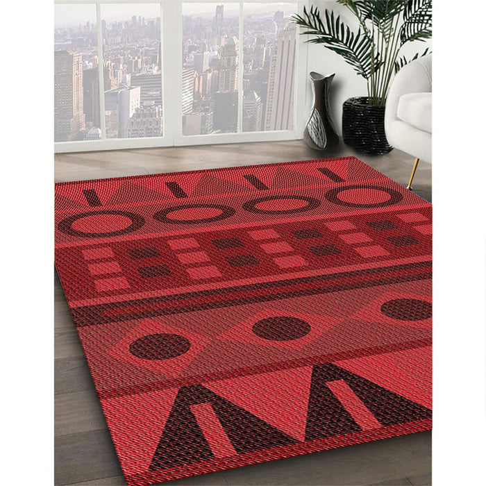 Patterned Red Rug in Family Room, pat2800rd