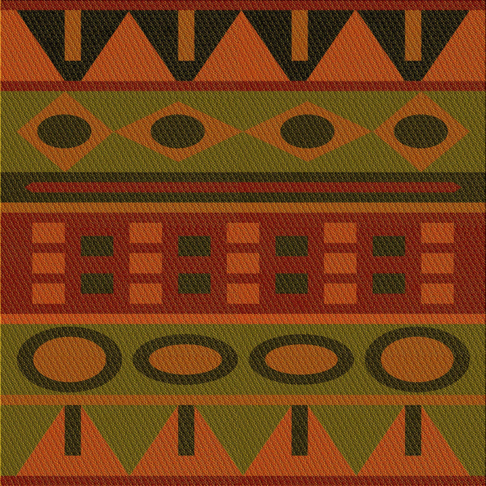 Round Patterned Tomato Red Rug, pat2800yw
