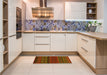 Patterned Tomato Red Rug in a Kitchen, pat2800yw