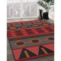 Patterned Chestnut Brown Novelty Rug, pat2800