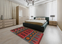 Patterned Chestnut Brown Novelty Rug in a Bedroom, pat2800