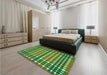 Patterned Green Rug in a Bedroom, pat2802grn