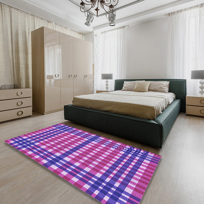 Patterned Purple Rug in a Bedroom, pat2802pur