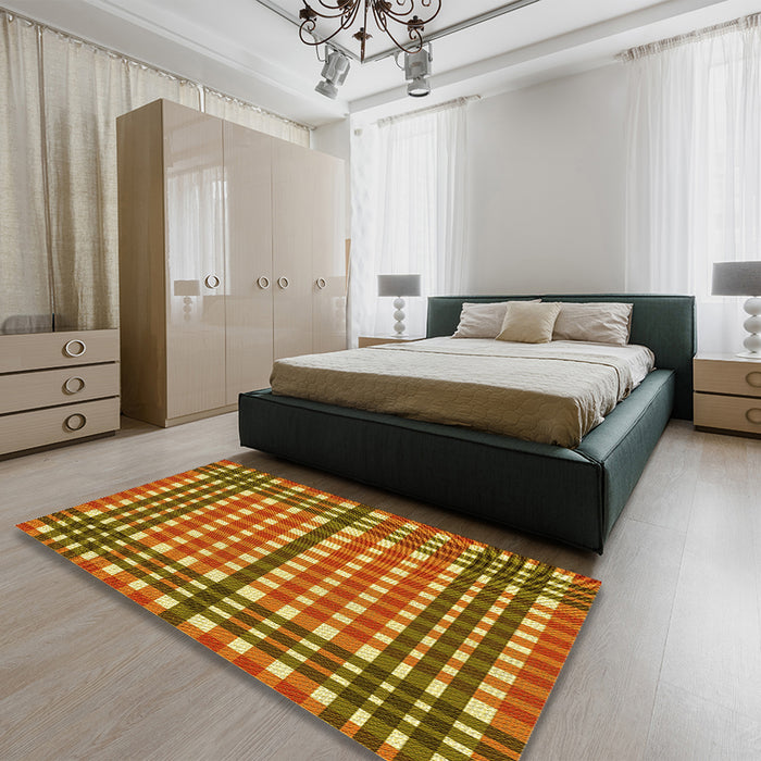 Patterned Mahogany Brown Rug in a Bedroom, pat2802yw
