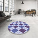 Round Patterned Deep Periwinkle Purple Rug in a Office, pat2803blu