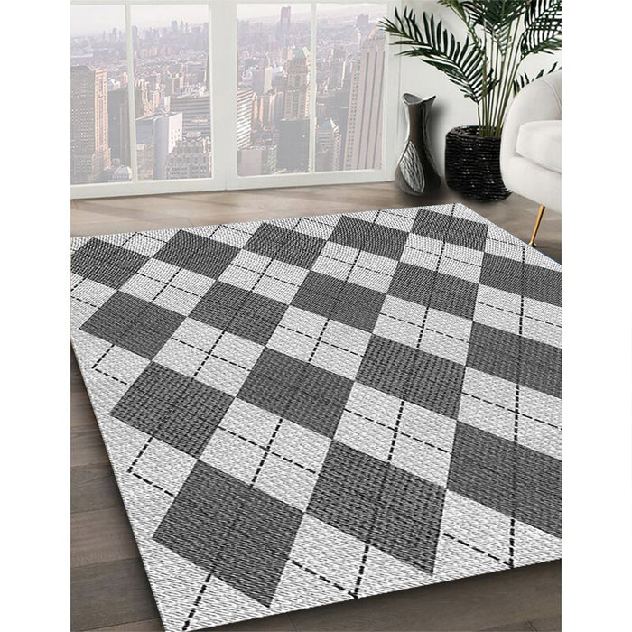 Machine Washable Transitional Carbon Gray Rug in a Family Room, wshpat2803gry