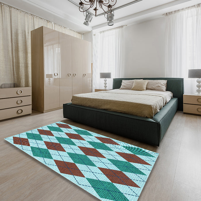 Patterned Blue Rug in a Bedroom, pat2803lblu