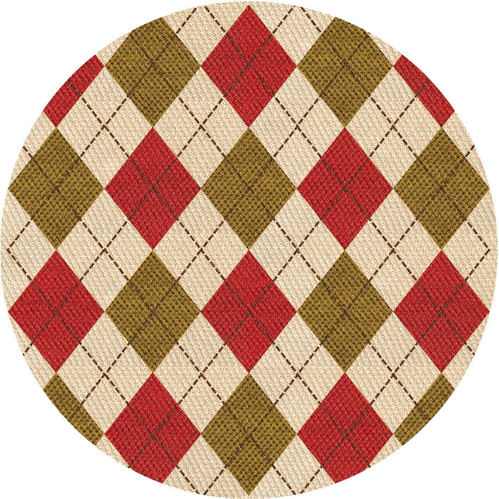 Square Patterned Mahogany Brown Rug, pat2803org