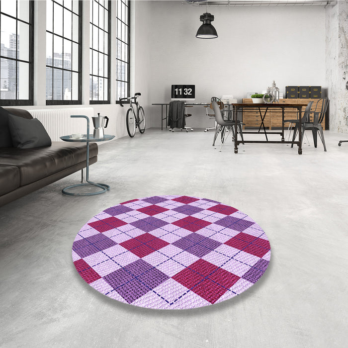 Round Patterned Blossom Pink Rug in a Office, pat2803pur