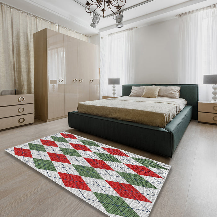 Machine Washable Transitional Chestnut Brown Rug in a Bedroom, wshpat2803