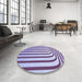 Round Patterned Blue Rug in a Office, pat2804blu