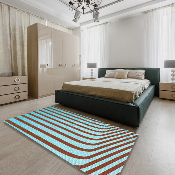 Patterned Sienna Brown Rug in a Bedroom, pat2804lblu