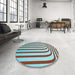 Round Patterned Sienna Brown Rug in a Office, pat2804lblu