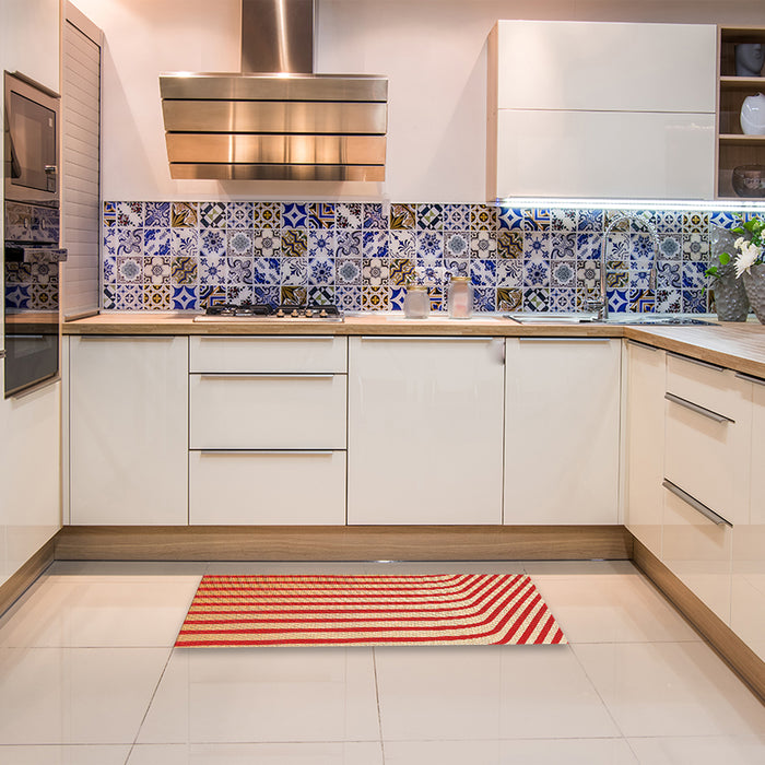 Patterned Yellow Rug in a Kitchen, pat2804org
