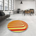 Round Patterned Yellow Rug in a Office, pat2804yw