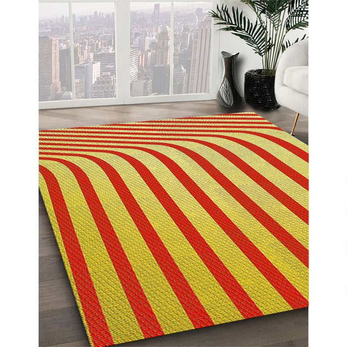 Patterned Yellow Rug in Family Room, pat2804yw