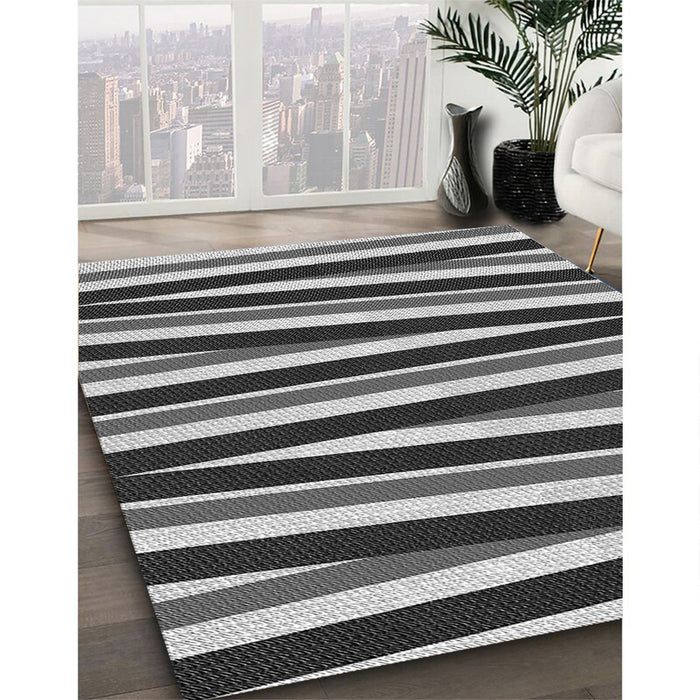 Patterned Dark Gray Black Rug in Family Room, pat2805gry
