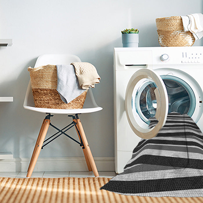 Machine Washable Transitional Dark Gray Black Rug in a Washing Machine, wshpat2805gry