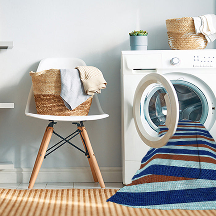 Machine Washable Transitional Denim Blue Rug in a Washing Machine, wshpat2805lblu