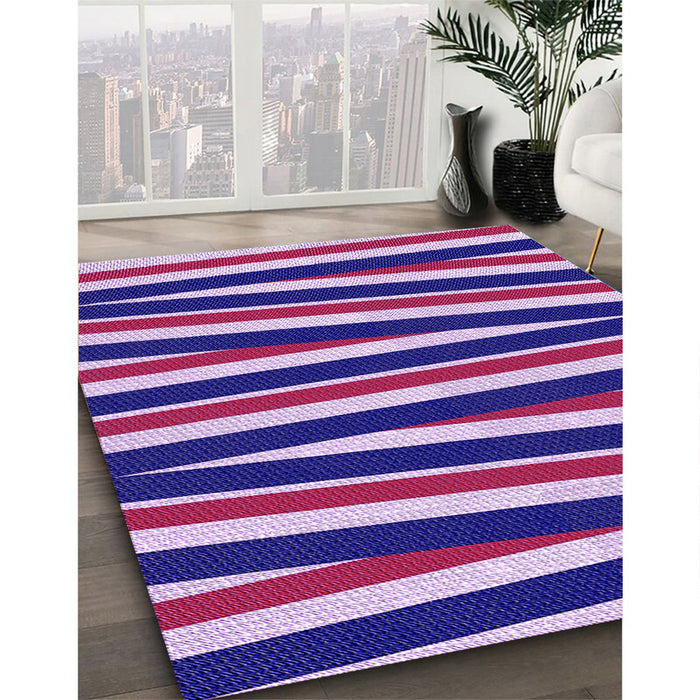 Patterned Bright Purple Rug in Family Room, pat2805pur