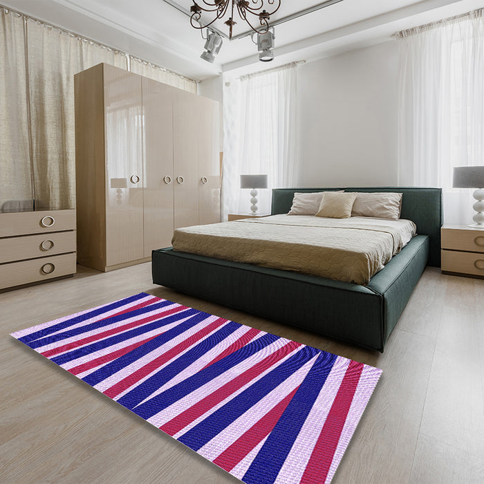 Patterned Bright Purple Rug in a Bedroom, pat2805pur