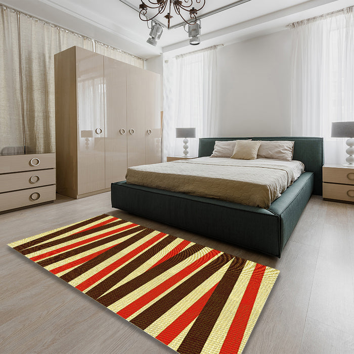 Patterned Metallic Gold Rug in a Bedroom, pat2805yw