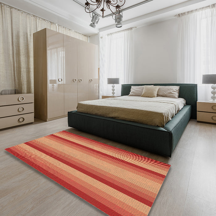 Patterned Neon Red Rug in a Bedroom, pat2806brn
