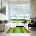 Square Patterned Dark Yellow Green Rug in a Living Room, pat2806grn